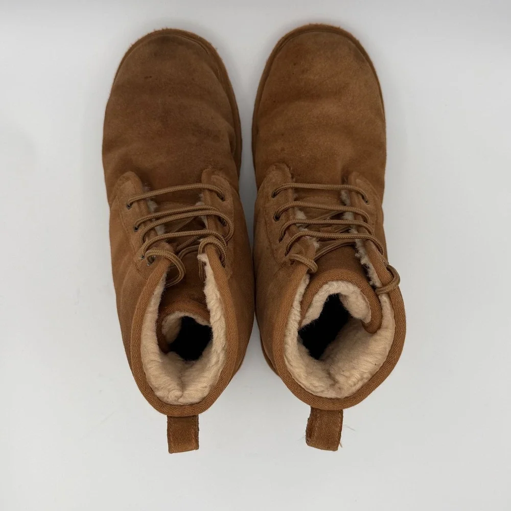 UGG Neumel Boots Mens Size 12 Good Chestnut Suede Lace Up Chukka